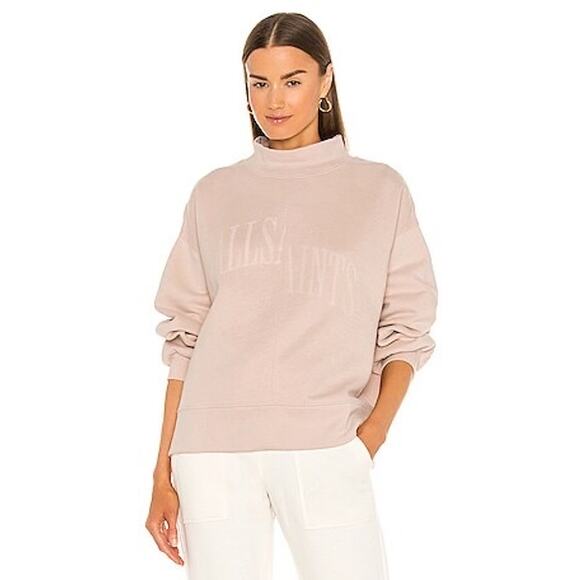 ALLSAINTS Nevarra SplitSaints Sweatshirt in Rosedust Pink Size Small - Picture 1 of 5